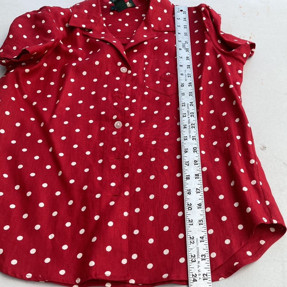 Ralph Lauren Linen Red and white polka dot blouse - Picture 6 of 7